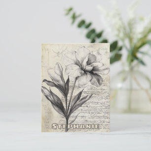 Rustic Floral Sketch with Calligraphy - Aged (3)