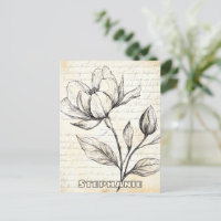 Rustic Floral Sketch with Calligraphy - Aged (4)