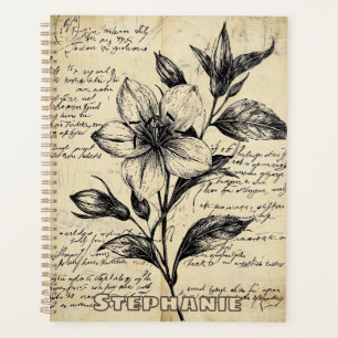 Rustic Floral Sketch with Calligraphy - Aged (5) Planner