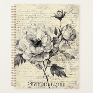 Rustic Floral Sketch with Calligraphy - Aged (7) Planner