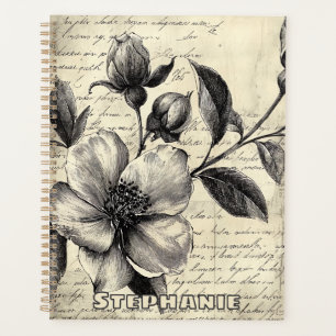 Rustic Floral Sketch with Calligraphy - Aged (8) Planner