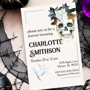 Rustic Floral Skull Shower Invitation
