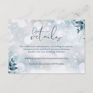 Rustic Floral Snowflakes Winter Wedding Details Enclosure Card
