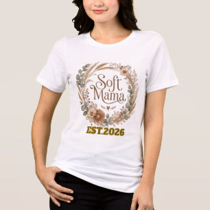 Rustic Floral Soft Mama Cottagecore Botanical Wrea Tri-Blend Shirt