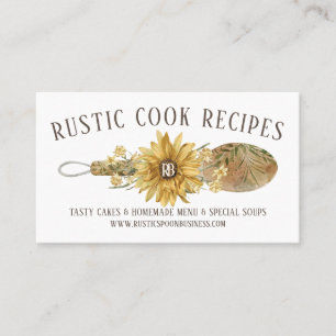 Rustic Floral Spoon Sunflower Bakery Cooking Chef Business Card