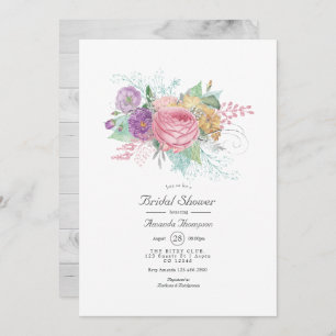 Rustic Floral Spring Bridal Shower Invitation