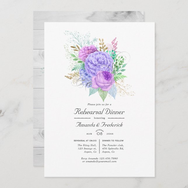 Rustic Floral Spring Rehearsal Dinner Invitation (Front/Back)