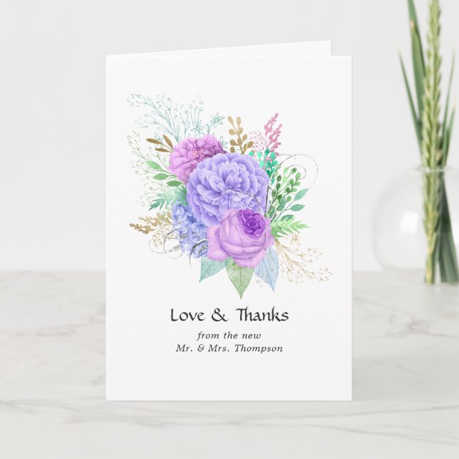 Rustic Floral Spring Wedding Thank You Card (Front)
