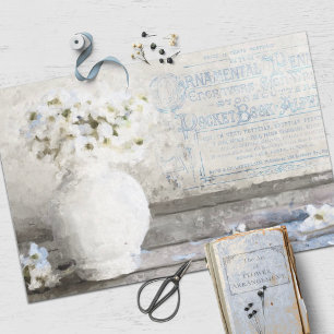 Rustic Floral Still Life and Ephemera Decoupage Tissue Paper