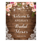 Rustic Floral String Light Lace Bridal Shower Sign