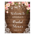 Rustic Floral String Light Lace Bridal Shower Sign