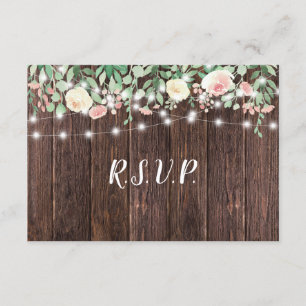 Rustic Floral String Lights   entree choice RSVP Invitation