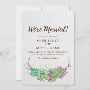 Rustic Floral Succulent Elopement Announcement