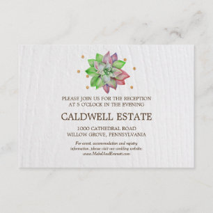 Rustic Floral Succulent Wedding Reception Insert Invitation