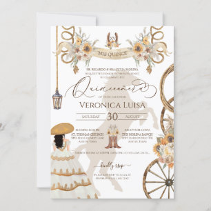 Rustic Floral Sunflower Charro Dress Quinceanera Invitation