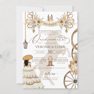 Rustic Floral Sunflower Charro Dress Quinceañera Invitation