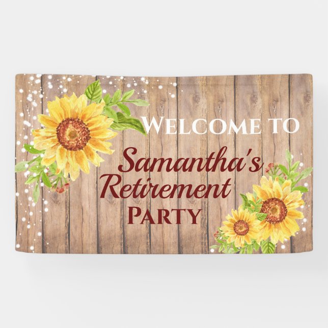 Rustic Floral Sunflower Retirement Party Banner (Horizontal)