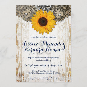 Rustic Floral Sunflower Wedding Invitation