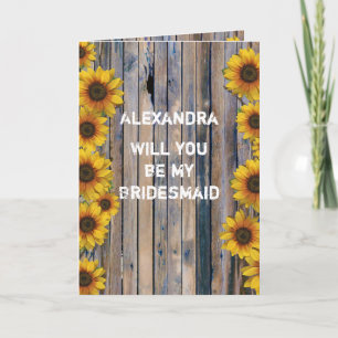 Rustic floral sunflower will you be my bridesmaid invitation