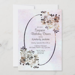 Rustic Floral Surprise Birthday Dinner Invitation