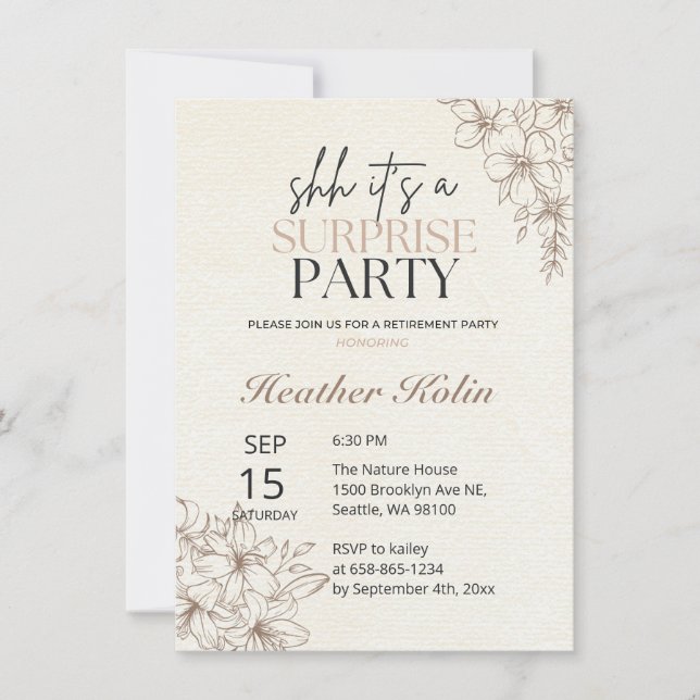 Rustic Floral Surprise Retirement Card Online  (Front)