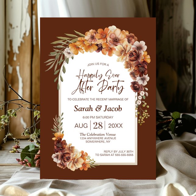 Rustic Floral Terracotta Arch Wedding After Party Invitation (Creator Uploaded)