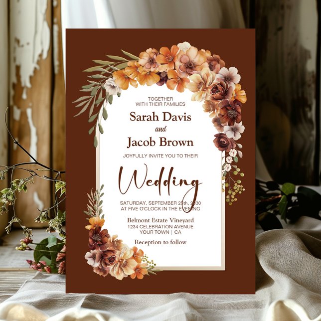 Rustic Floral Terracotta Arch Wedding Invitation (Creator Uploaded)