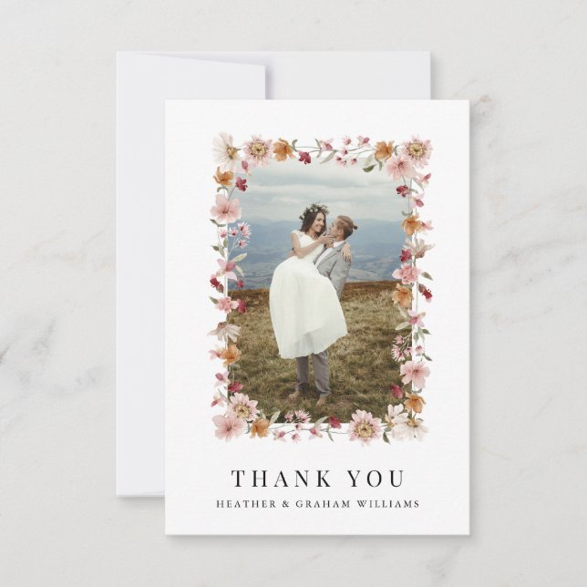 Rustic Floral Thank You Card (Front)