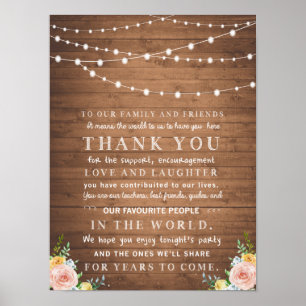 Rustic floral thank you card for weddings poster