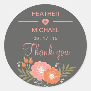Rustic Floral Thank You Classic Round Sticker