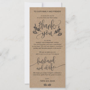 Rustic Floral Thank You Place Setting Card