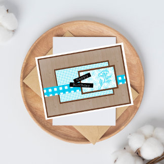 Rustic Floral Turquoise Birthday Card