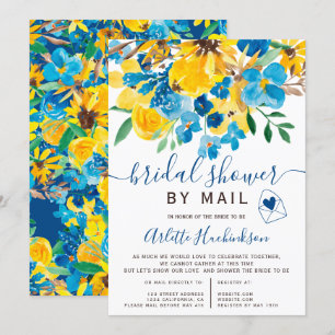Rustic floral watercolor bridal shower by mail invitation