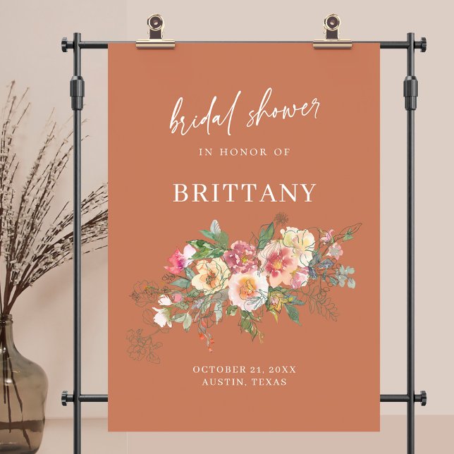 Rustic Floral Watercolor Bridal Shower Welcome Poster (Rustic Floral Watercolor Bridal Shower Welcome Poster)