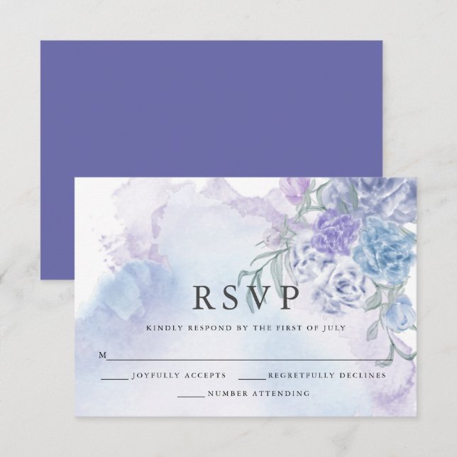  Rustic Floral Watercolor  RSVP Card (Front/Back)