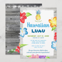 Rustic Floral Watercolor Tropical Hawaiian Luau