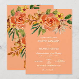Rustic Floral Wedding Autumn Watercolor Invitati Invitation