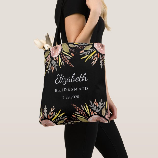 Rustic Floral Wedding Blush Roses Bridesmaids Tote Bag (Close Up)