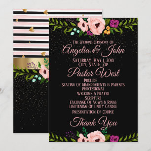 Rustic Floral Wedding Ceremony Invitation