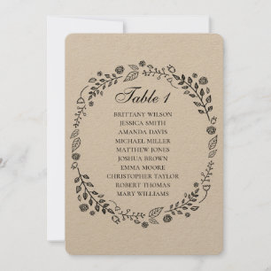 Rustic floral wedding. Country kraft seating chart Invitation