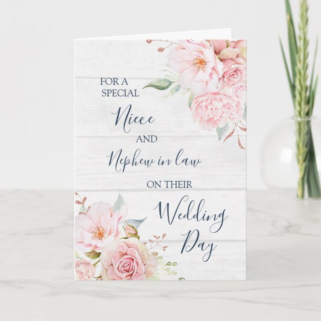 Rustic Floral Wedding Day Niece Nephew in Law Thank You Card (Front)
