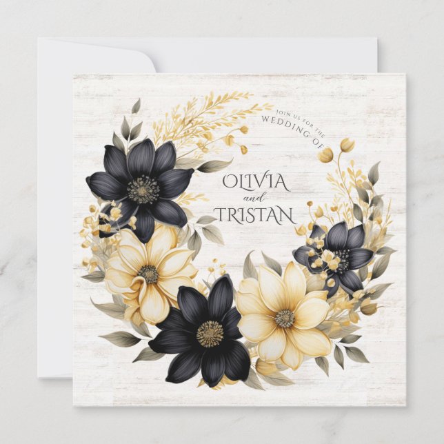 Rustic Floral Wedding Invitation (Front)