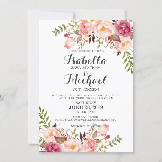 Rustic Floral Wedding Invitation | Zazzle.co.uk