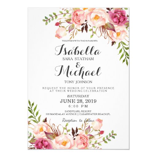 Image of Rustic Floral Wedding Invitation
