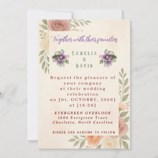 Rustic Floral Wedding Invitation