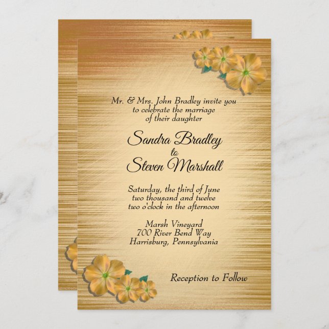 Rustic Floral Wedding Invitation (Front/Back)