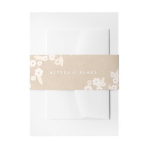 Rustic Floral Wedding Invitation Belly Band Ecru