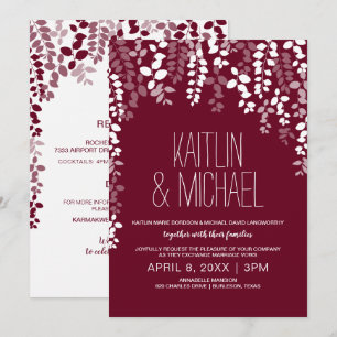 Rustic Floral Wedding Invitation (Marsala Wine)
