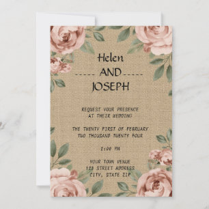 Rustic Floral Wedding Invitation Suite Dusty Rose