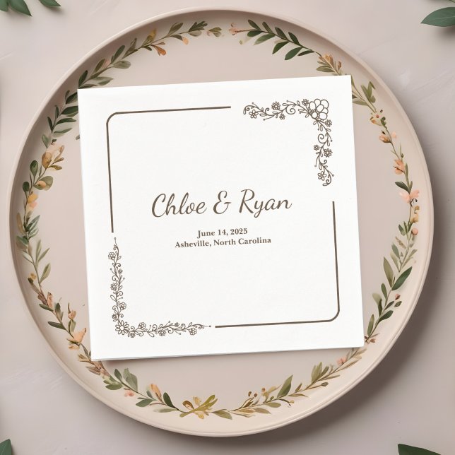 Rustic Floral Wedding Napkin (Creator Uploaded)